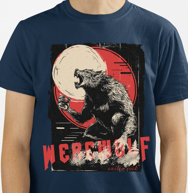 Camiseta Lobisomem - Horror Clássico e Licantropia | Exílio Röck - Armadura Urbana
