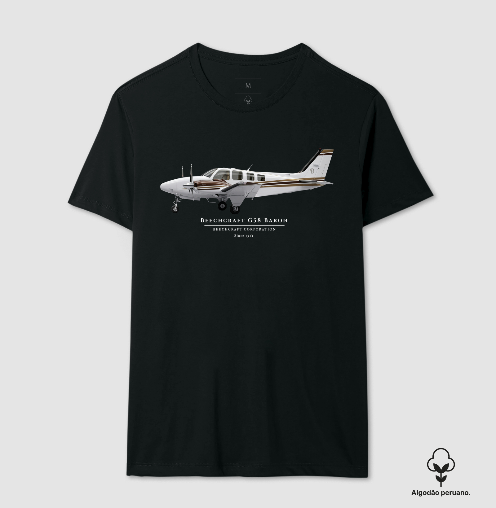 Beechcraft G58 Baron - PT-MIG | Profile - Camiseta Algodão Peruano