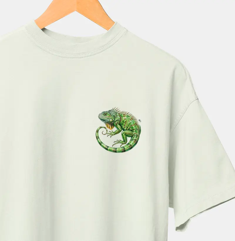 Répteis - Mini - Iguana Verde - Oversized - Camiseta Oversized