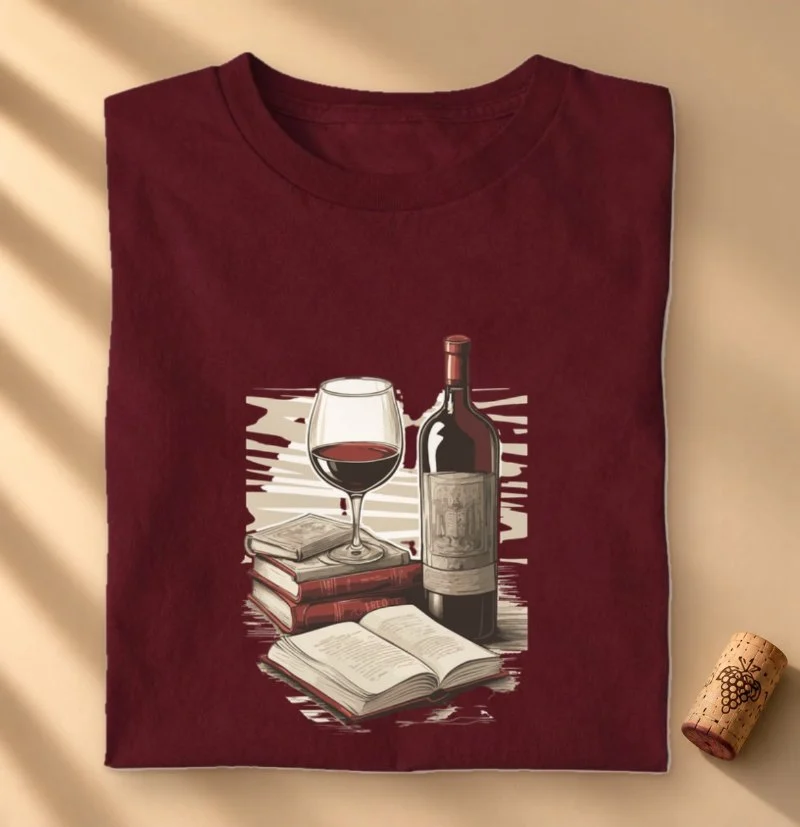 Camiseta Entre Vinhos e Livros