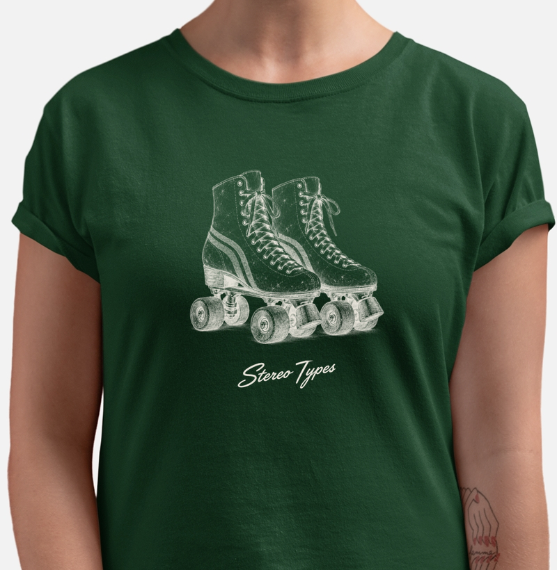 Patins de Quatro Rodas · Anos 70 · Traço Claro · STEREO TYPES - Camiseta