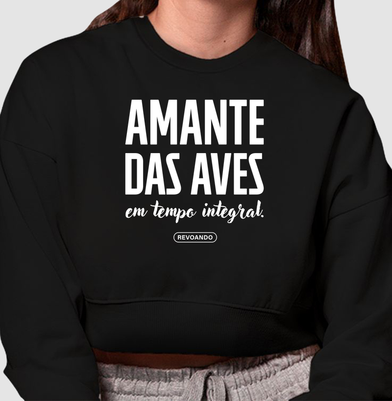Aves em texto - Amante das aves - Moletom Cropped