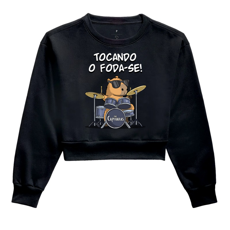 Camiseta Capivara Tocando o Foda-se - Cropped Moletom
