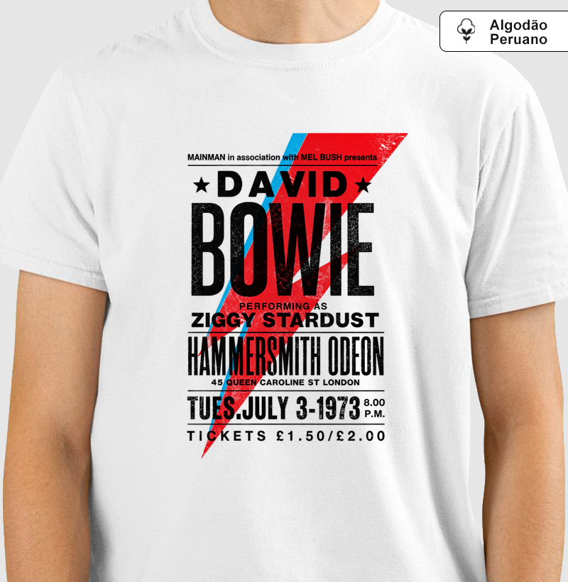 Camiseta Vintage Bowie  - Camiseta Algodão Peruano