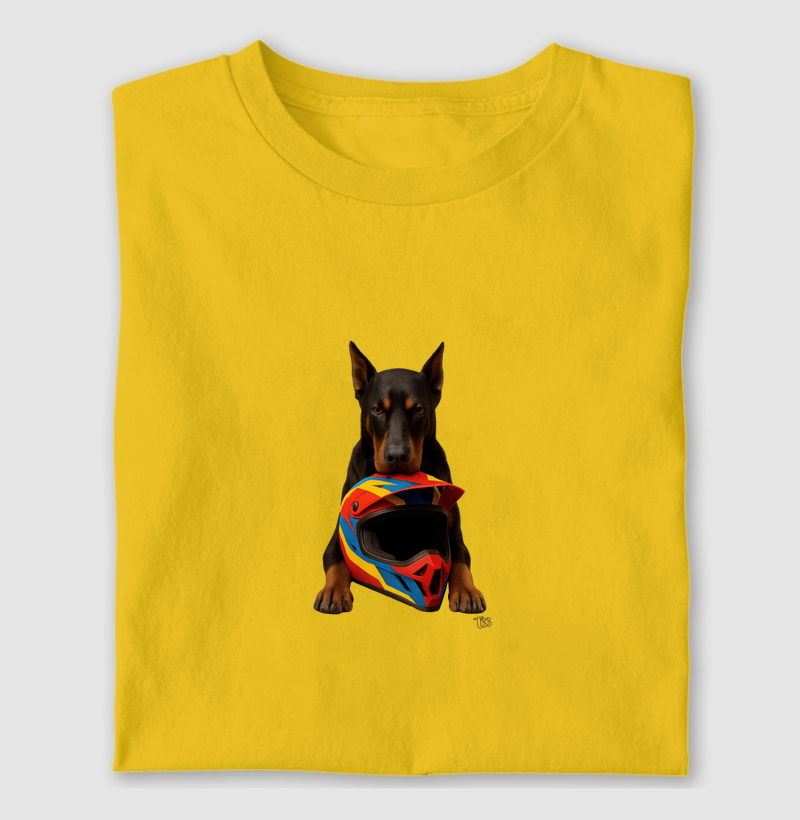 Cão Doberman Capacete