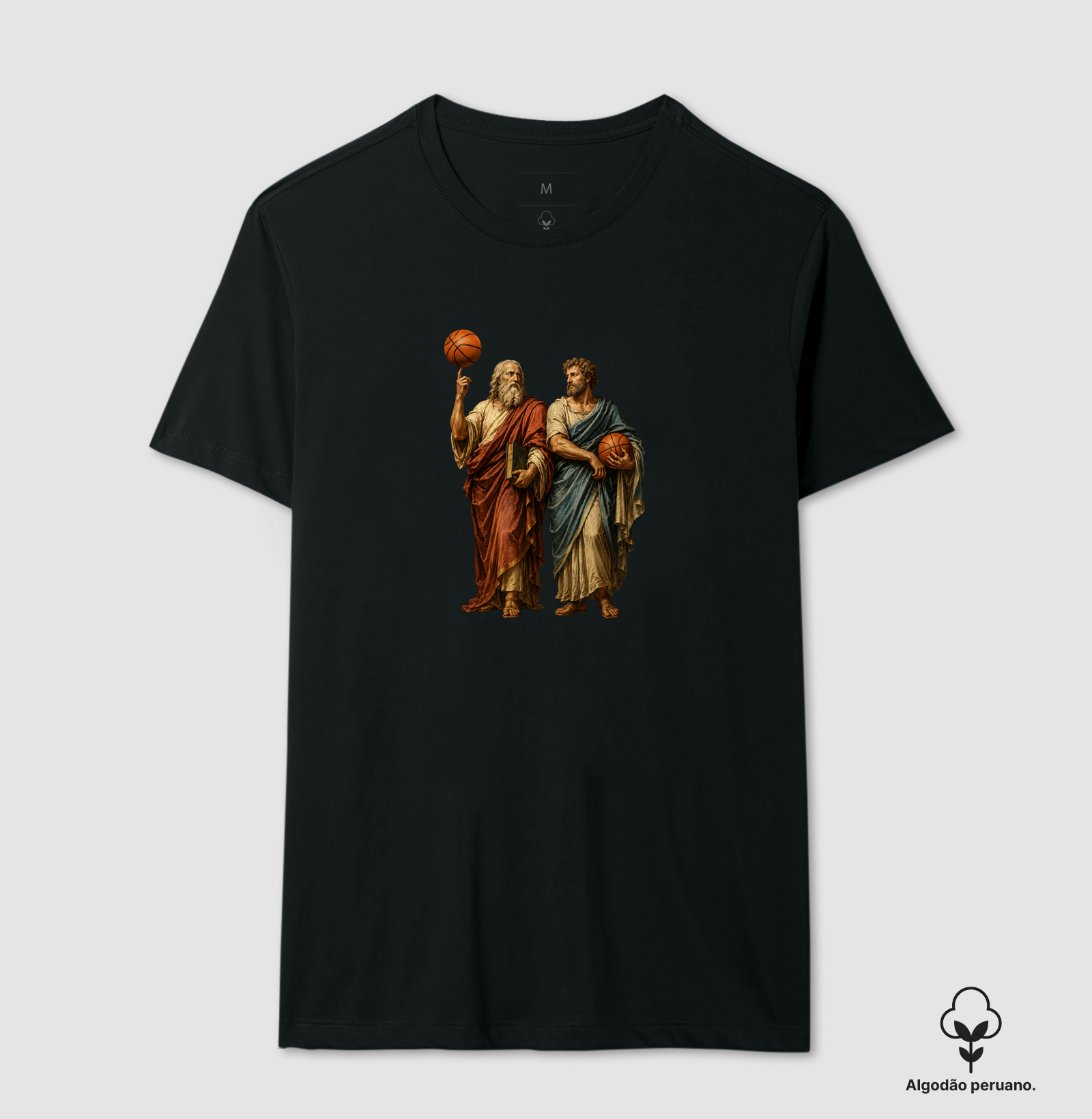 Aristóteles e Platão - Basketball - Camiseta Algodão Peruano