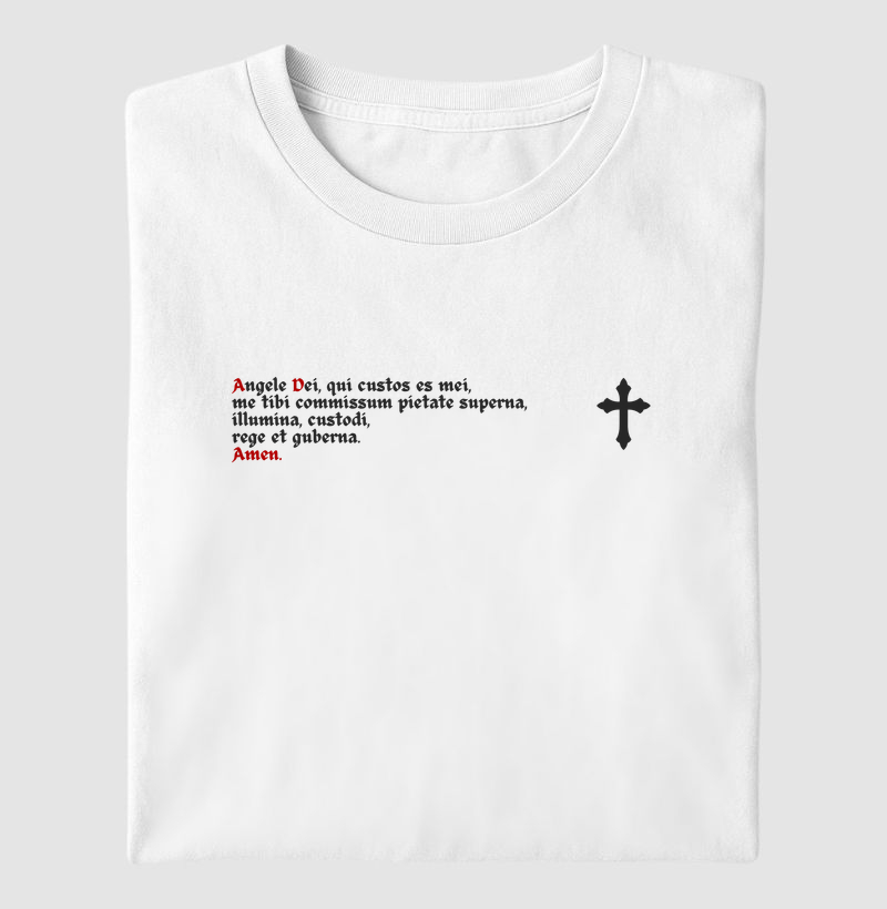 Camiseta Oração Santo Anjo do Senhor em Latim