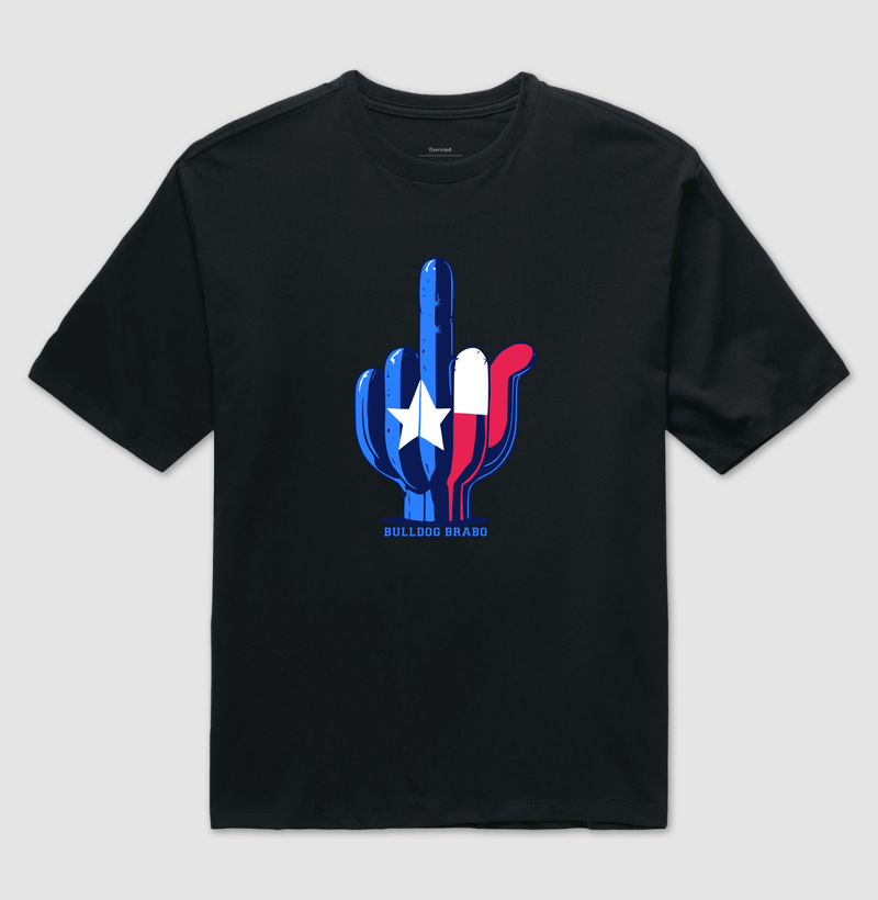 Middle Finger Texas Country Bulldog Brabo - Camiseta Oversized