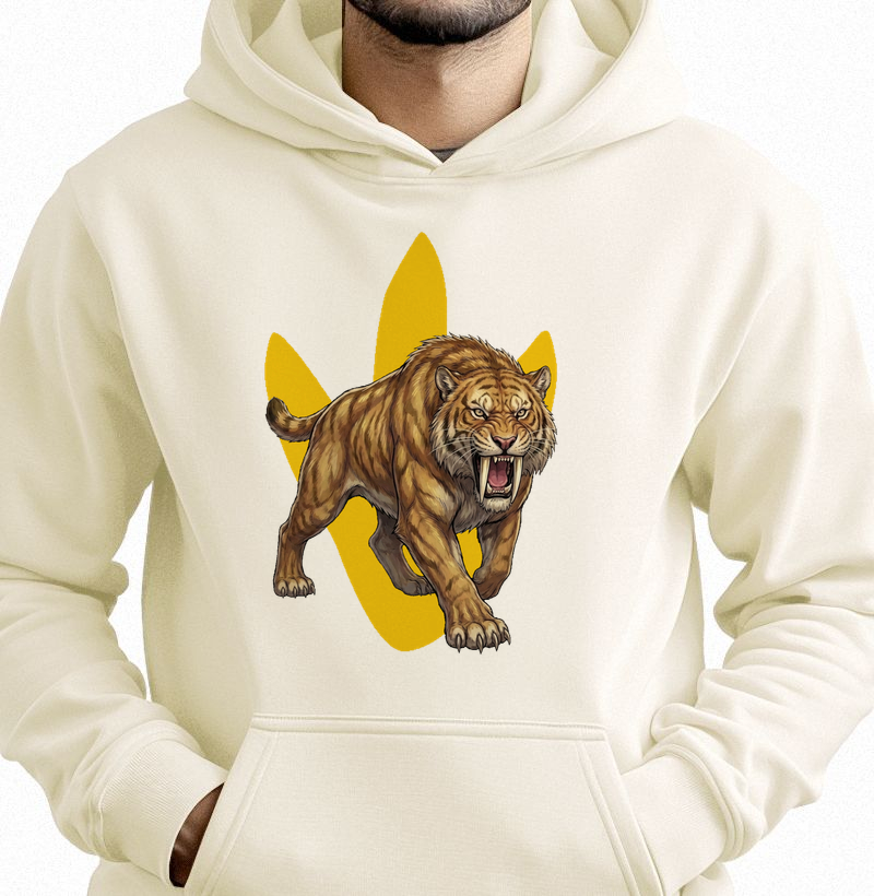 Blusa Dinossauro Moletom Tigre Dente-De-Sabre Ataque Algodão Premium Dinoloco