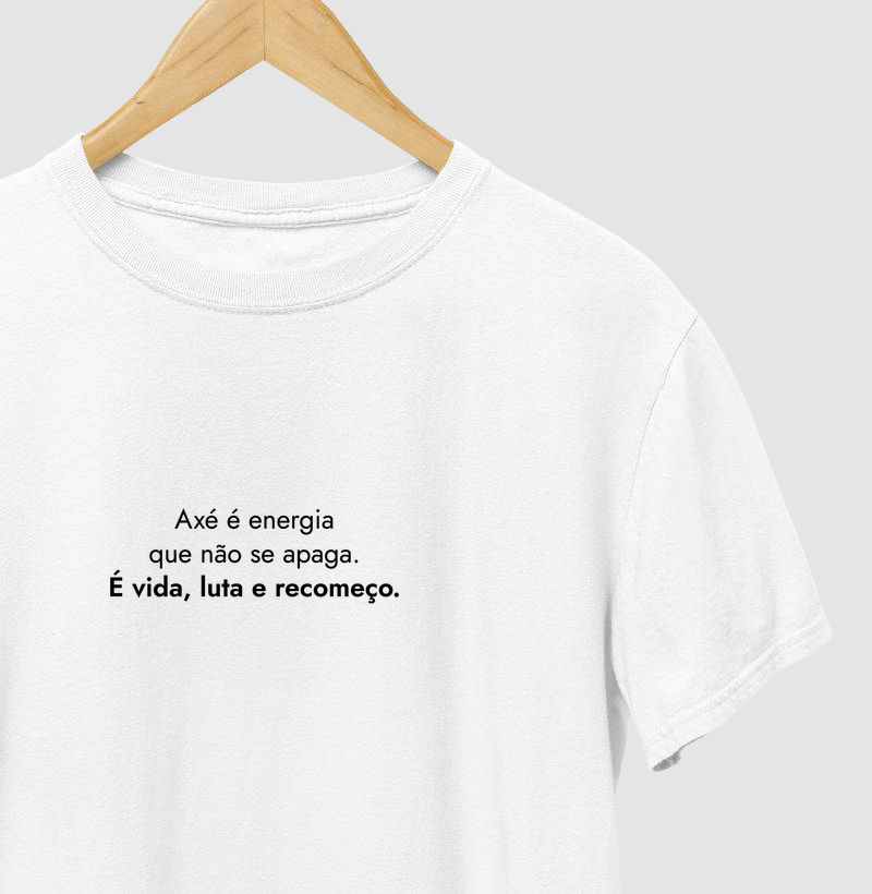 Camiseta Umbanda Axé é Energia que Não se Apaga – Estampa Escura - Camiseta