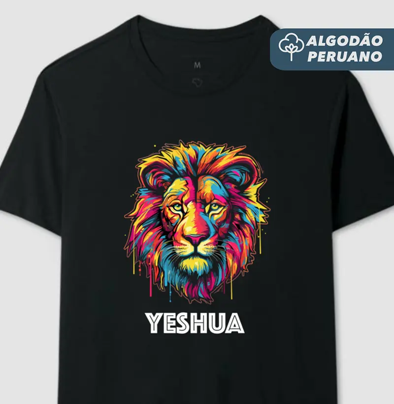 Camiseta Masculina Algodão Peruano Leão Yeshua