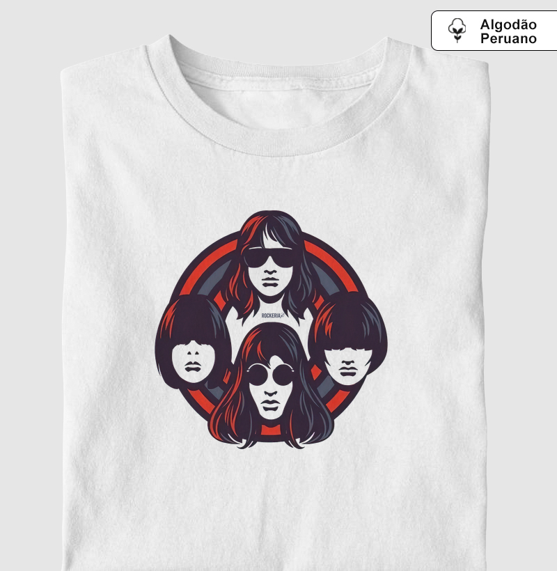 Camiseta Algodão Peruano Ramones Faces