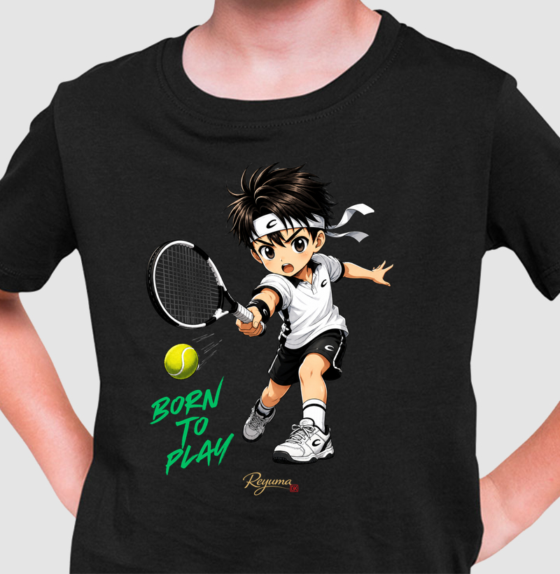 Camiseta Infantil, Menino, Juvenil Tênis "Mini Tenista Mangá" - Algodão 100% 