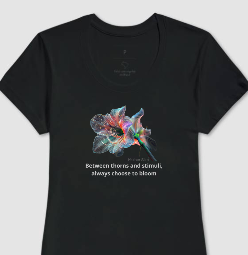 Camiseta Feminina Mulher Slim Floral Florecer