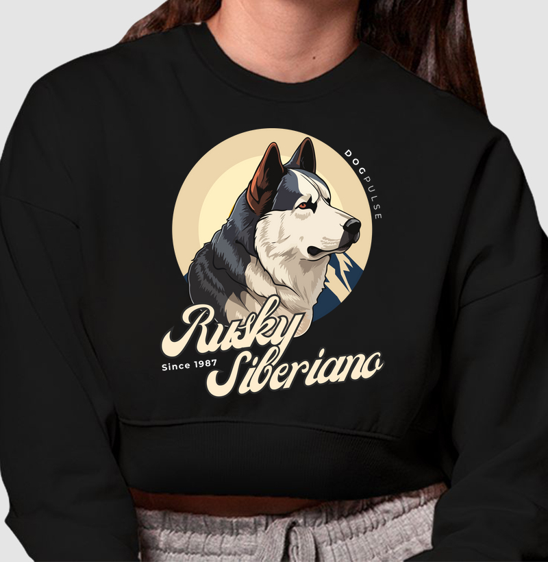 Cropped Moletom Husky Siberiano Busto Dog Pulse