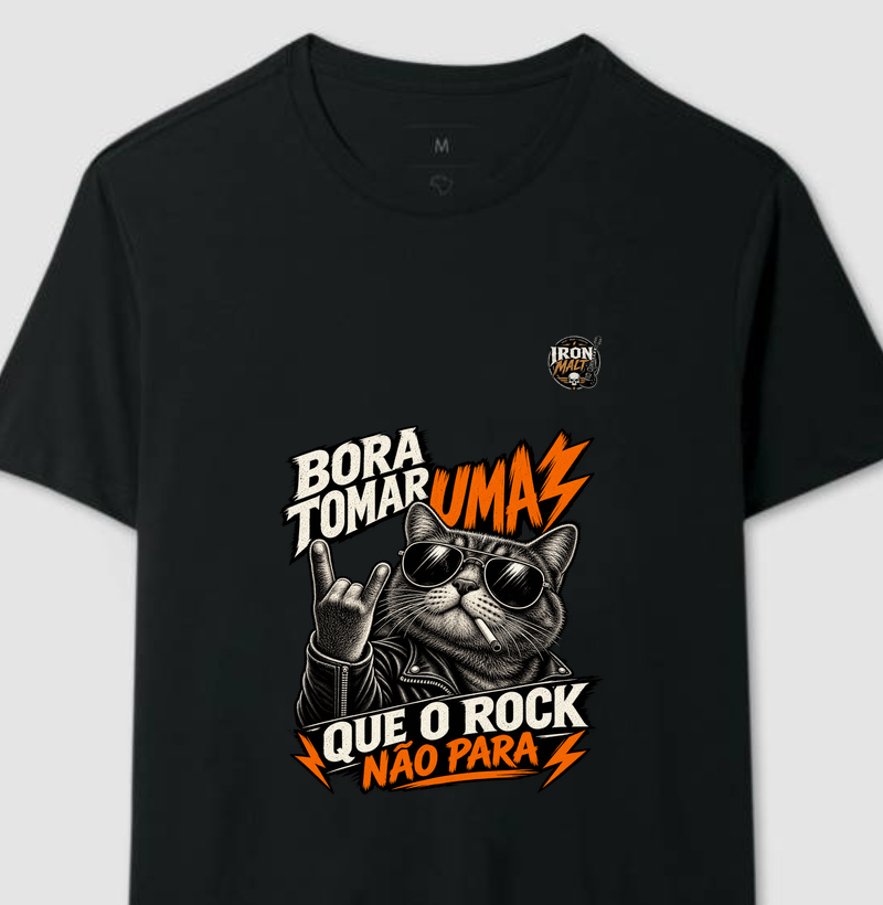 Camiseta Rock Cat – Estampa Gato Rockeiro de Óculos e Jaqueta - Camiseta