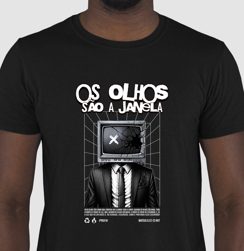 Camiseta Algodão com Estampa - Os Olhos São a Janela