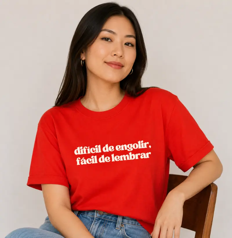 Camiseta Difícil de Engolir Fácil de Lembrar | Camiseta Frases | TODAY