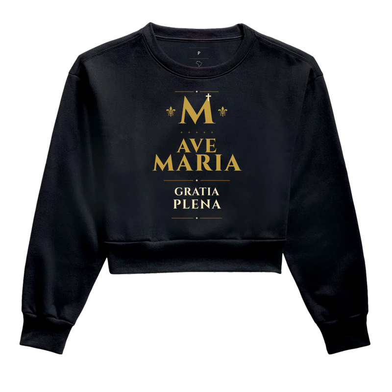 AVE MARIA GRATIA PLENA -Latim - Cropped Moletom