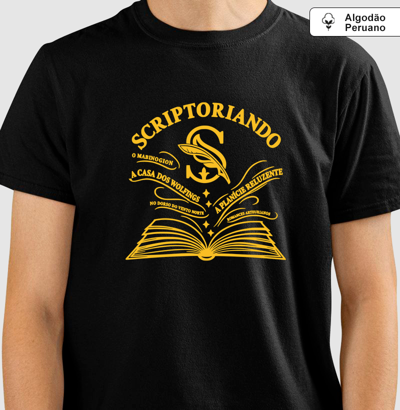 Scriptoriando — Biblioteca Viva — Algodão Peruano - Camiseta Algodão Peruano