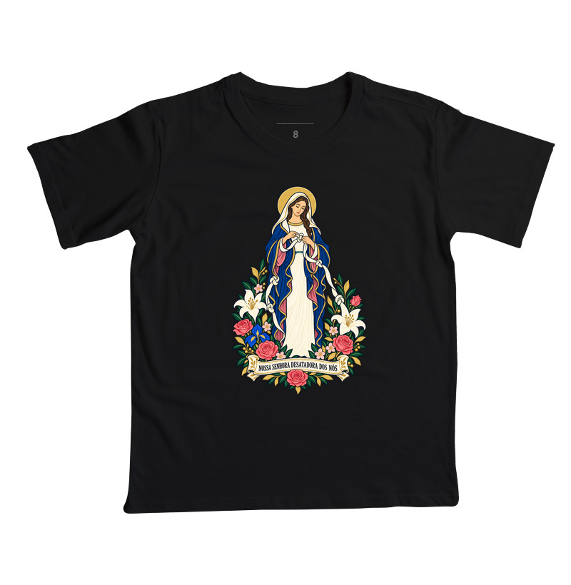 Nossa Senhora Desatadora dos Nós - Jardim da Fé - Camiseta Infantil