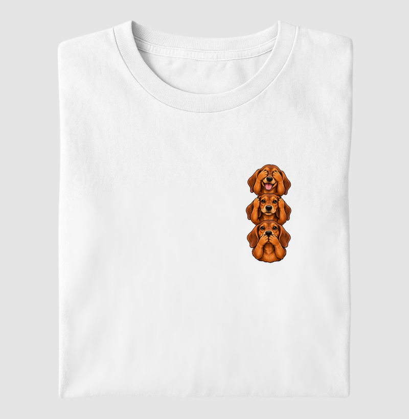 Ver, ouvir e falar versão Dachshund(minimal) - Camiseta