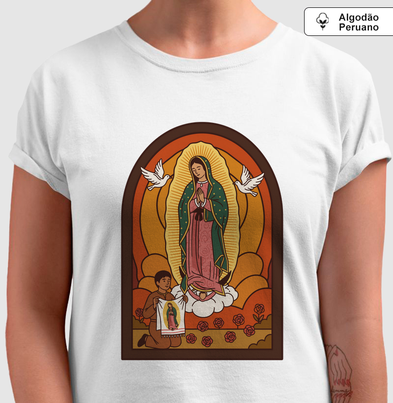 Nossa Senhora de Guadalupe e Juan Diego - Algodão Peruano