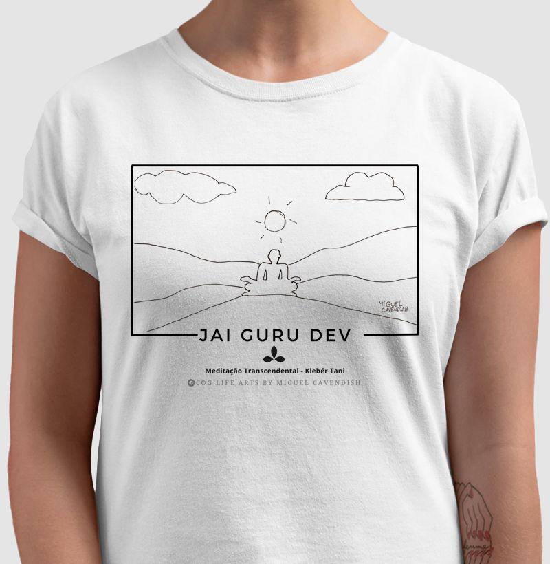 Camiseta Adulto Branca Jai Guru Dev by Miguel Cavendish