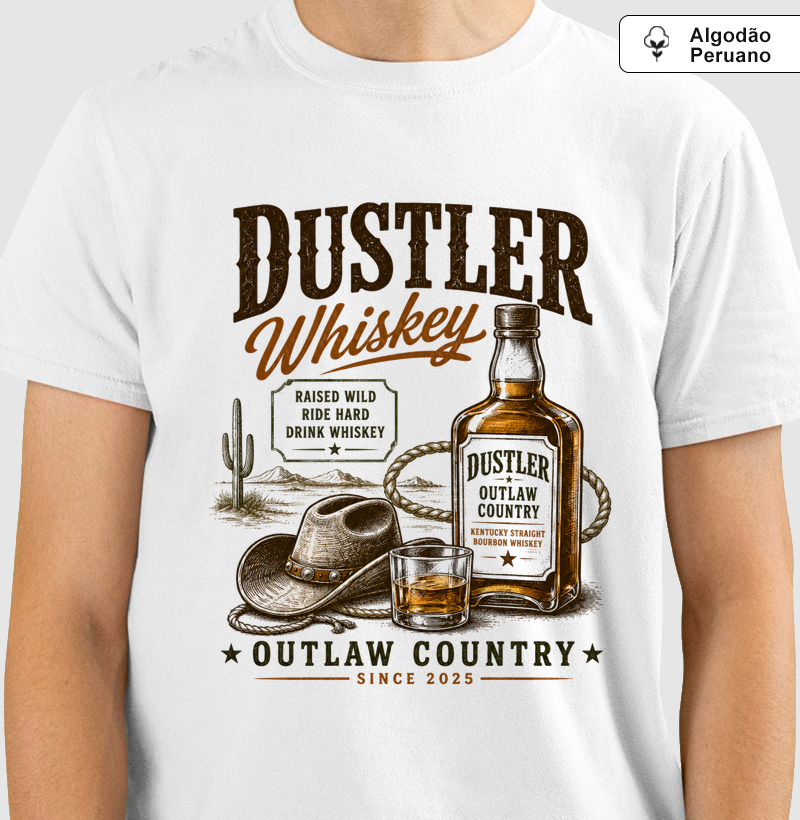 Camiseta Country Masculina Dustler Whiskey Outlaw Country