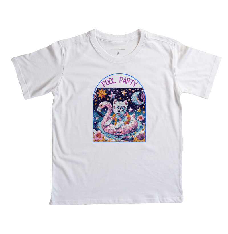 Camiseta Infantil Maltês Pool Party