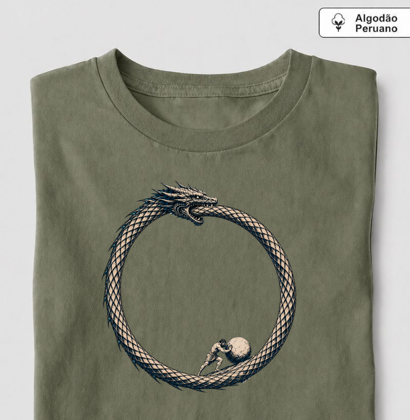 Ouroboros e Sísifo — Eterno Retorno - Camiseta Algodão Peruano