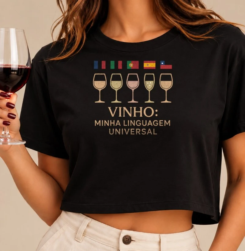 Camiseta Vinho: Minha Linguagem Universal - Cropped