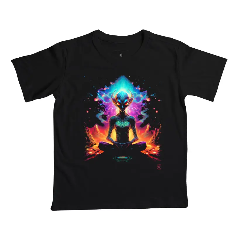 Camiseta Infantil Meditação Alien