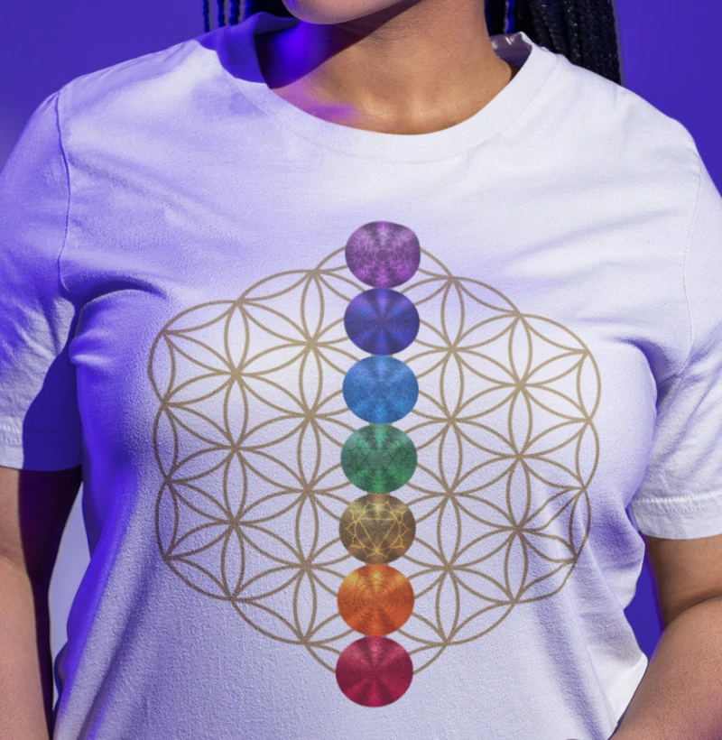 Camiseta Sete Chakras – Alinhamento Energético – Estampa Radiônica Unissex