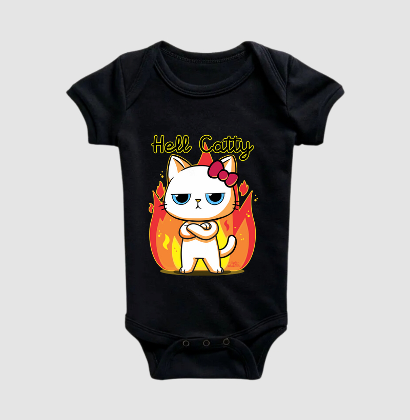 Camiseta Gato Sincero Hell Catty - Body Infantil