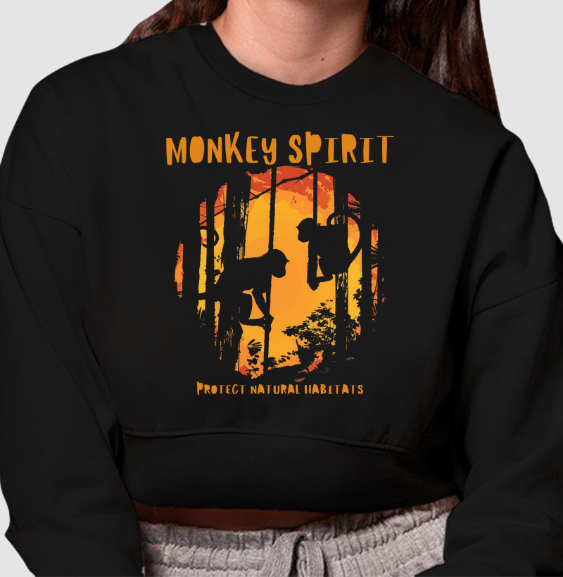 Cropped Moletom Monkey Spirit - Protect Natural Habitat III