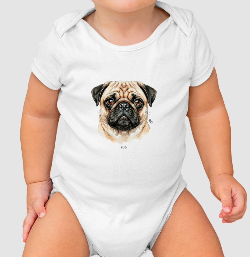 Cães - Pug - Body Infantil