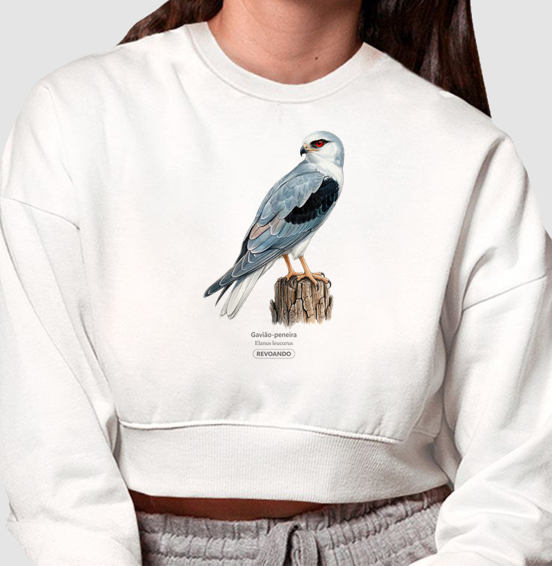 Traços Alados - Gavião-peneira - Moletom Cropped