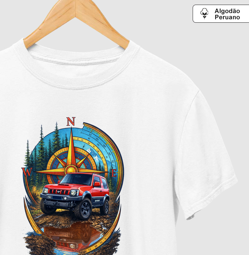 Jimny e Bússola em terreno acidentado