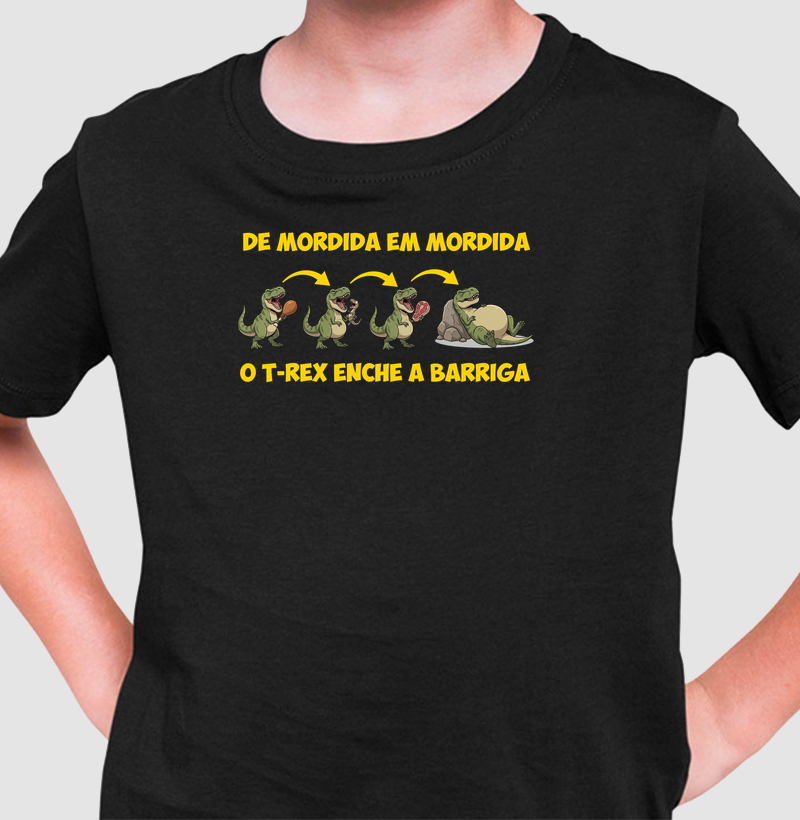 Camiseta Dinossauro De Mordida Em Mordida Algodão Premium Dinoloco
