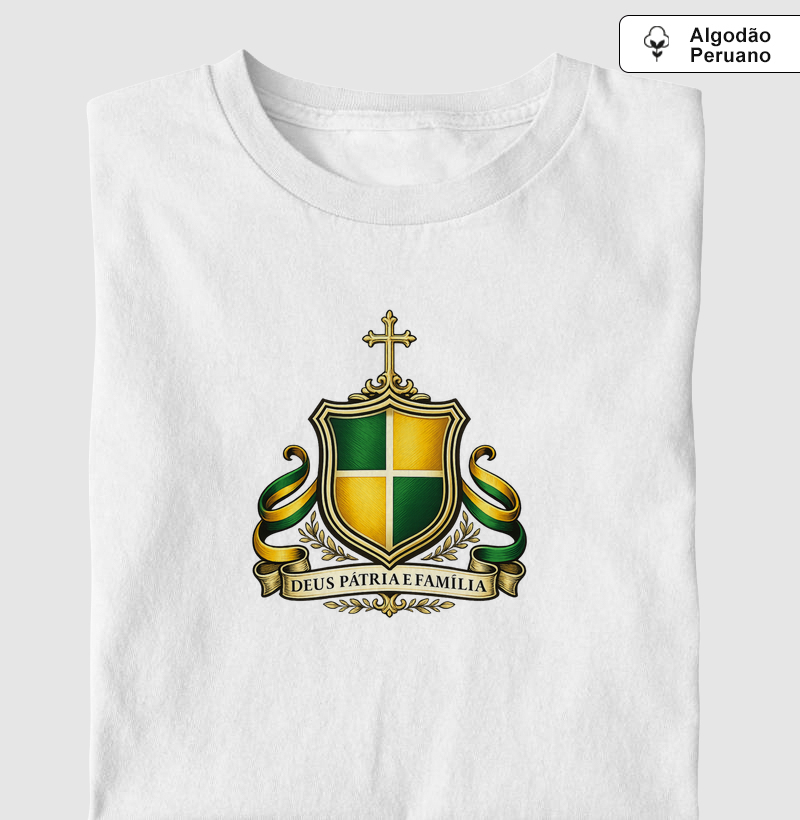 Camiseta Algodão Peruano Deus Pátria e Família