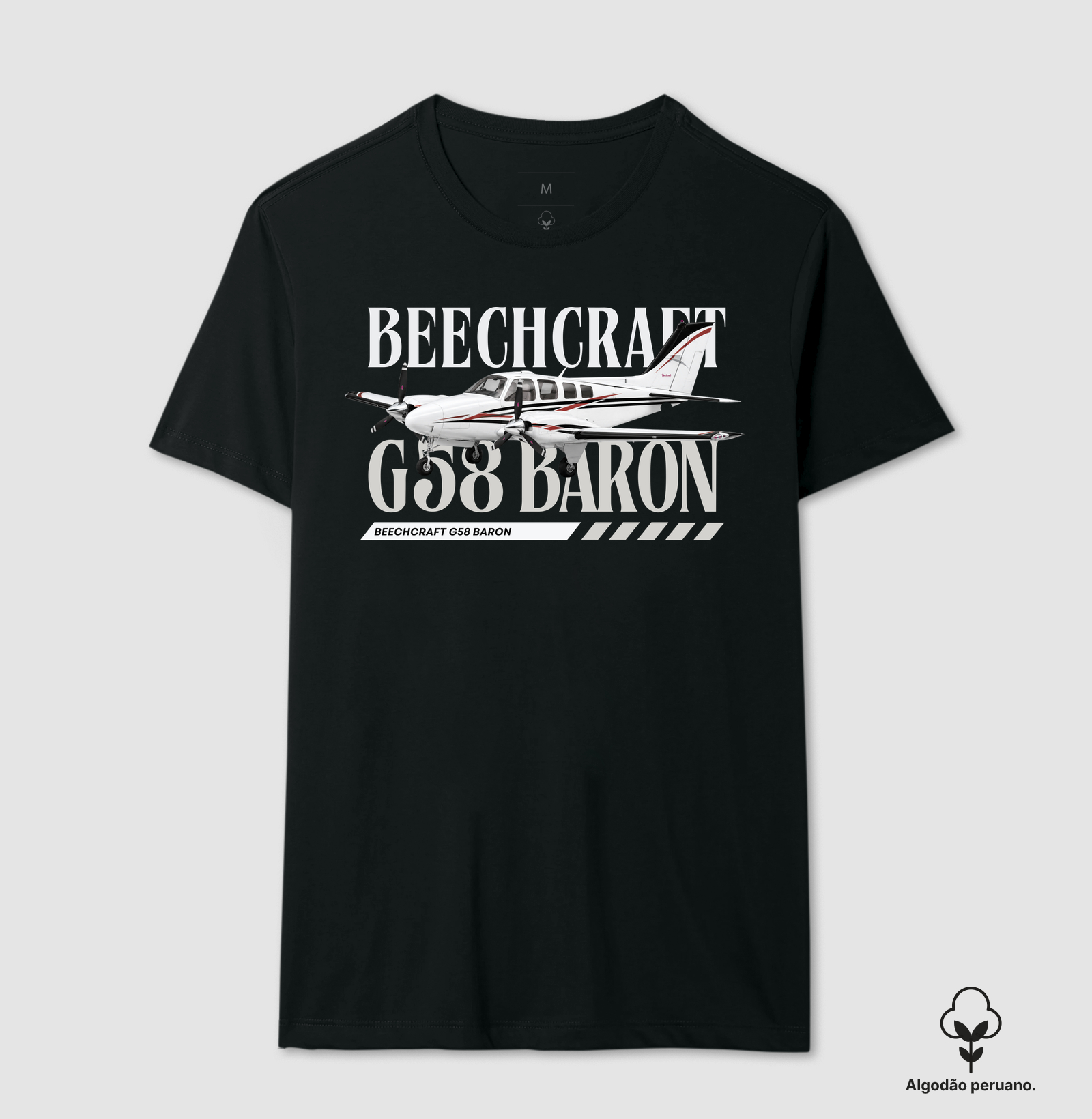 Beechcraft G58 Baron - Camiseta Algodão Peruano