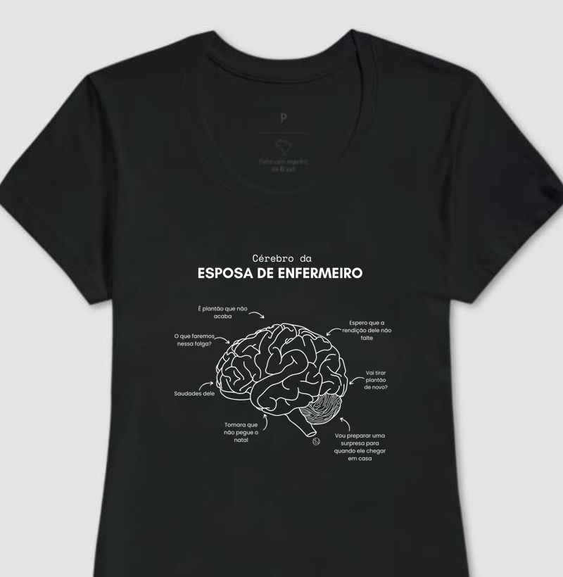 Camiseta Cérebro Esposa de Enfermeiro