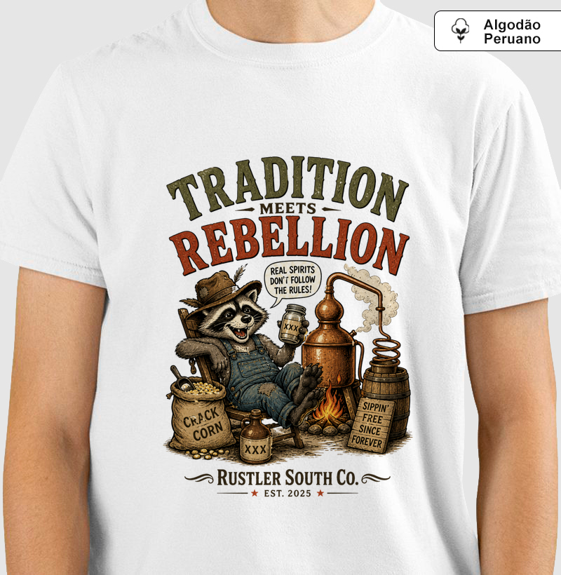 Camiseta Country Moonshine Tradition Meets Rebellion