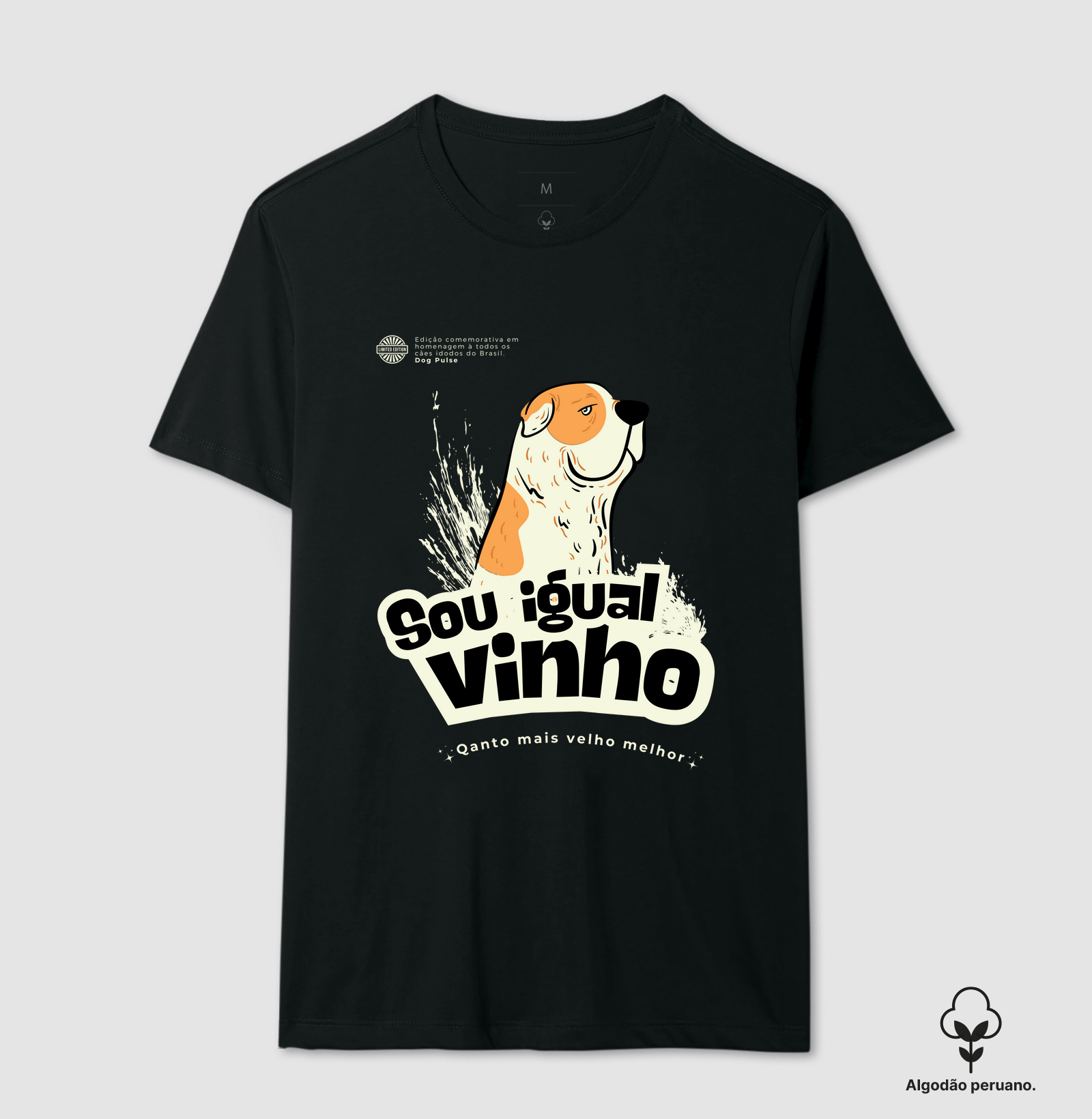 Camiseta Dog Pulse Old - Sou Igual Vinho - Quanto mais velho melhor