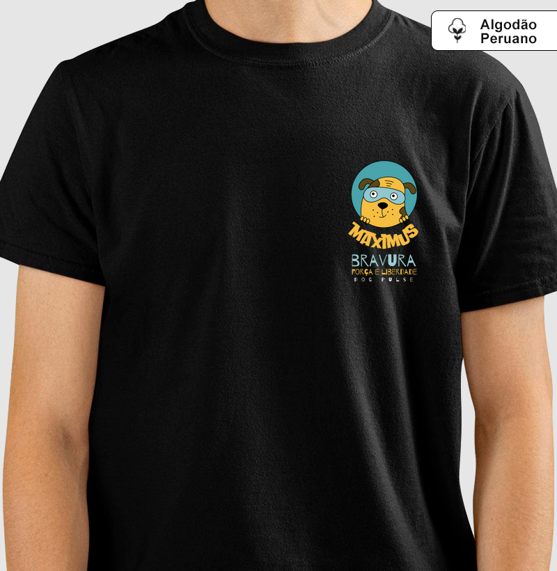 Camiseta Algodão Peruano Dog Pulse Maximus - Bravura, Força e Liberdade