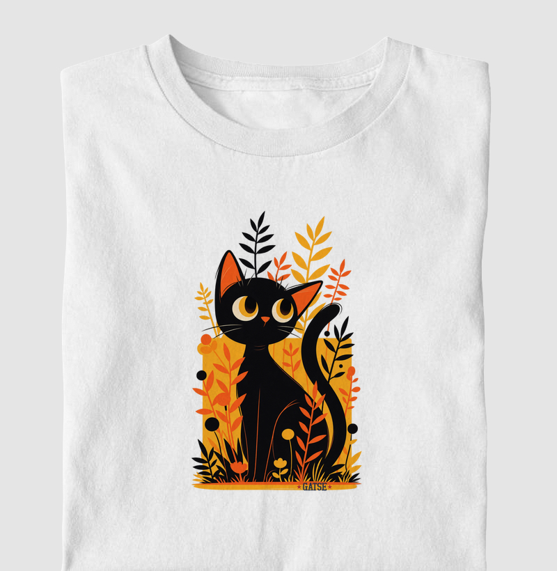 Gato Arte Amarelo - Camiseta