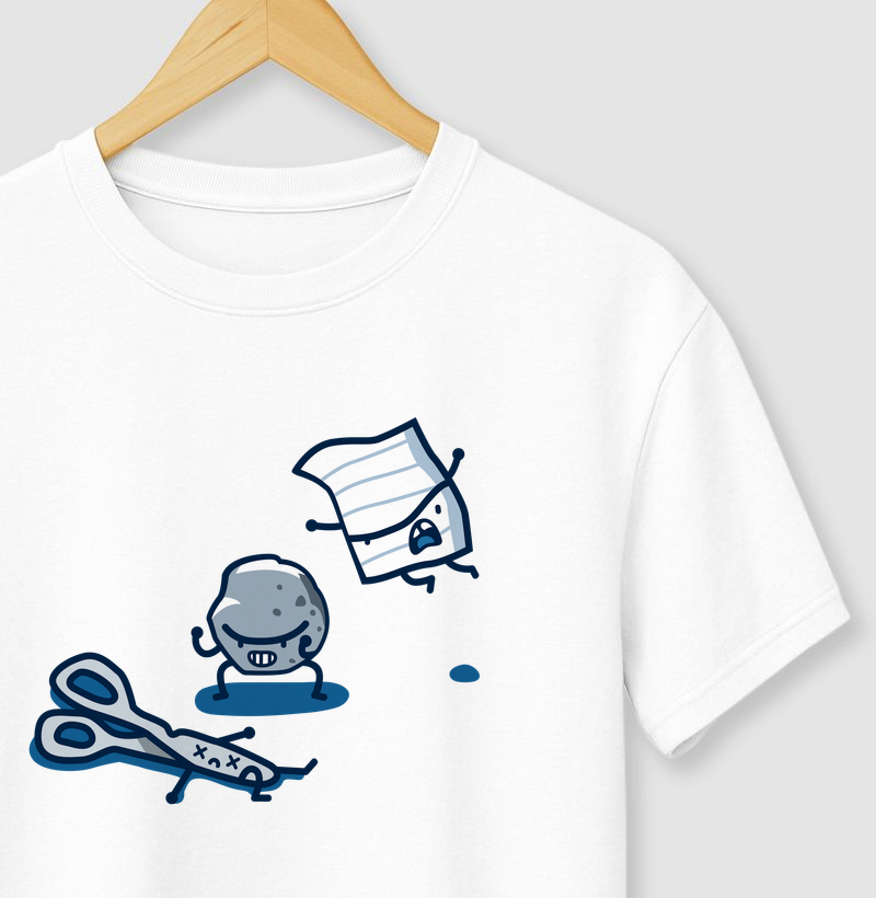 Camiseta Pedra-Papel-Tesoura