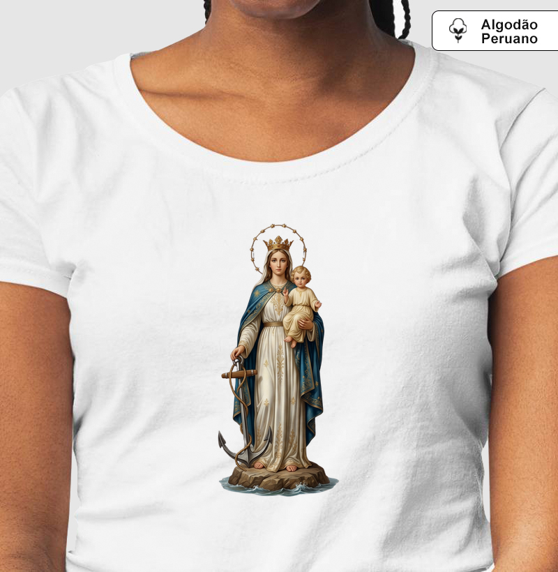 Camiseta Algodão Peruano Nossa Senhora Dos Navegantes
