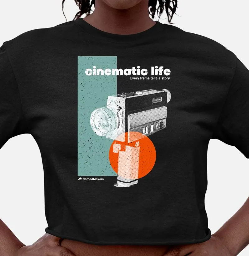 Cinematic Life - Frames - Camiseta Cropped Preto